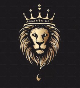 Majestätischer Löwe und Krone